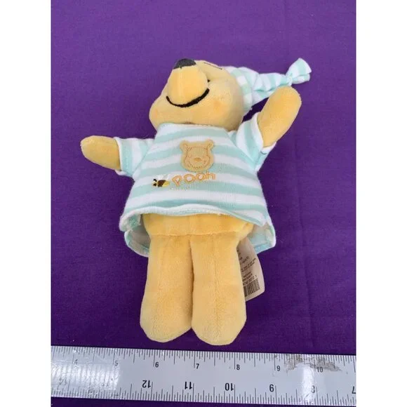 Disney Hoop Retail Stores 7 Inch Winnie the Pooh Lovie Green and White Striped N - Picture 2 of 7
